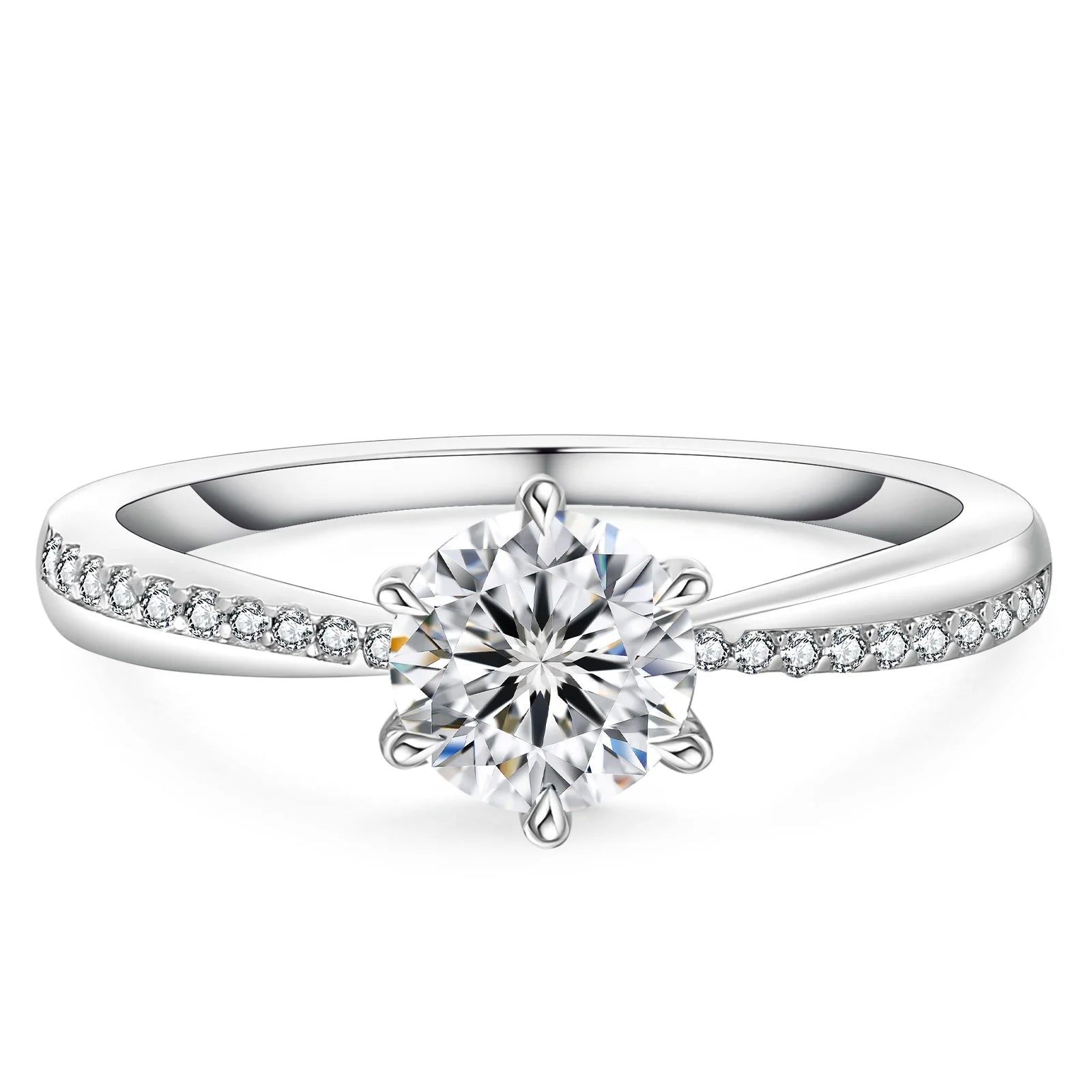 Premium Moissanite Engagement Ring - Sterling Silver