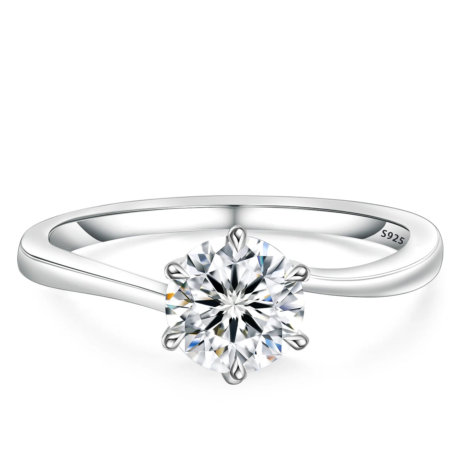 Premium Moissanite Engagement Ring - Sterling Silver