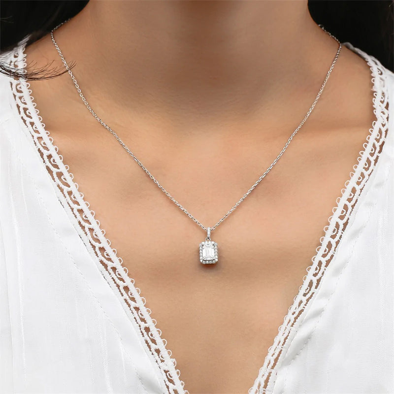 Sterling Silver Cable Necklace with 1.0ct Moissanite Pendant