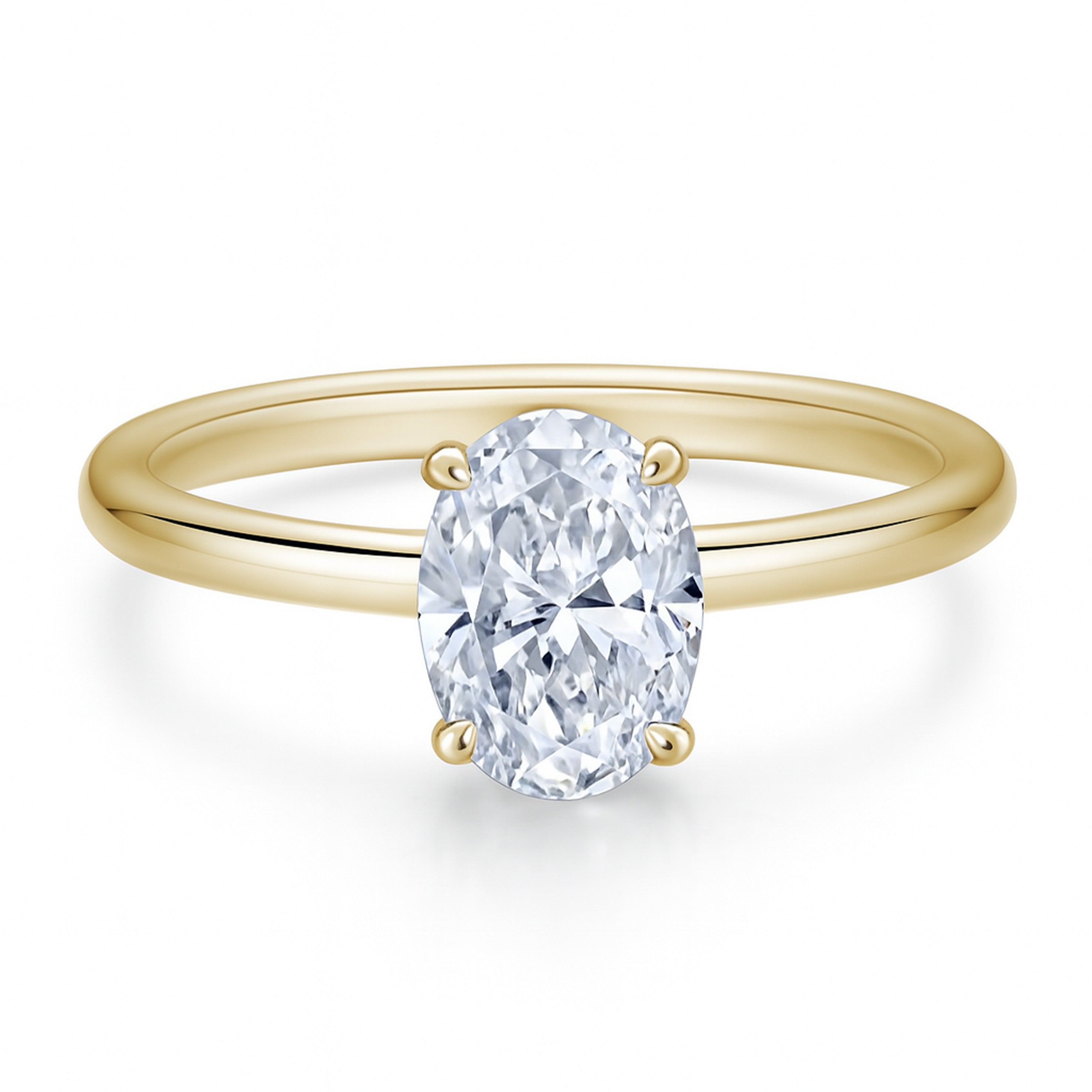 Premium Moissanite Engagement Ring - 14k Gold Plated Sterling Silver