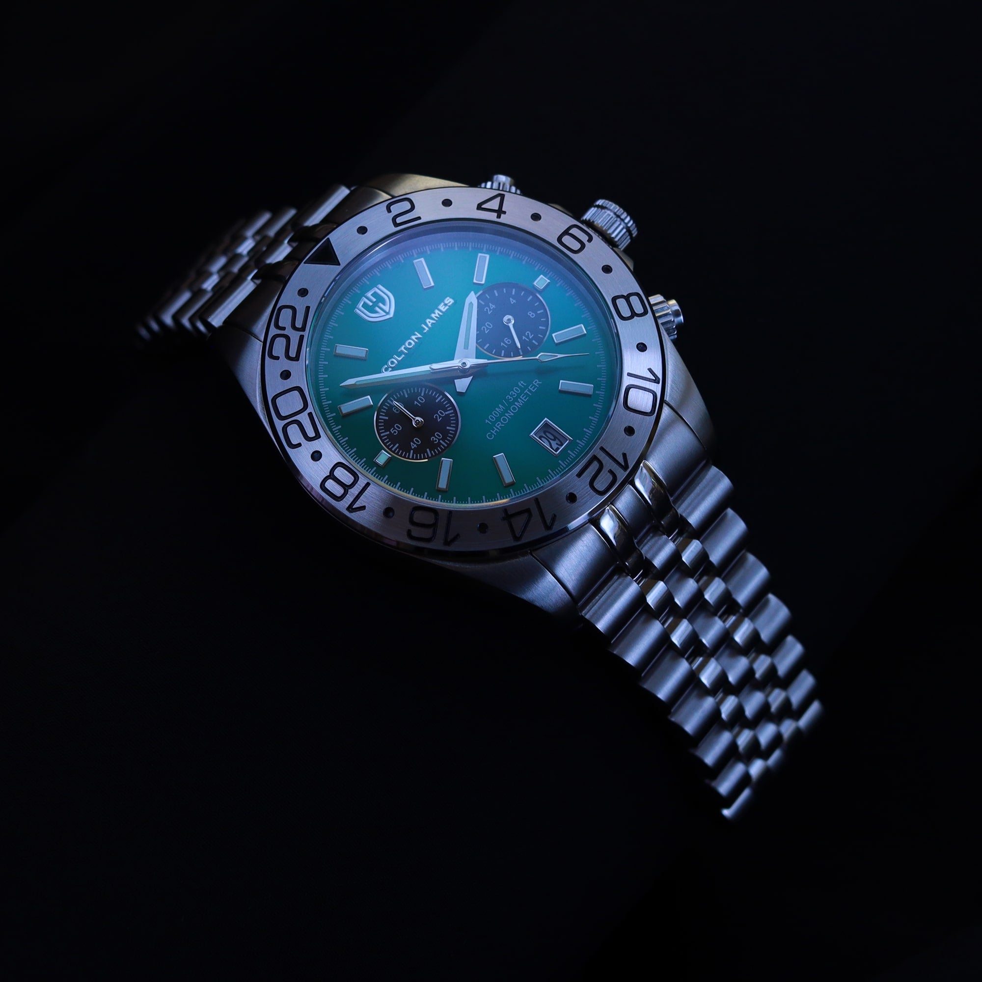 #Dial & Strap_Green & Silver Jubilee Link